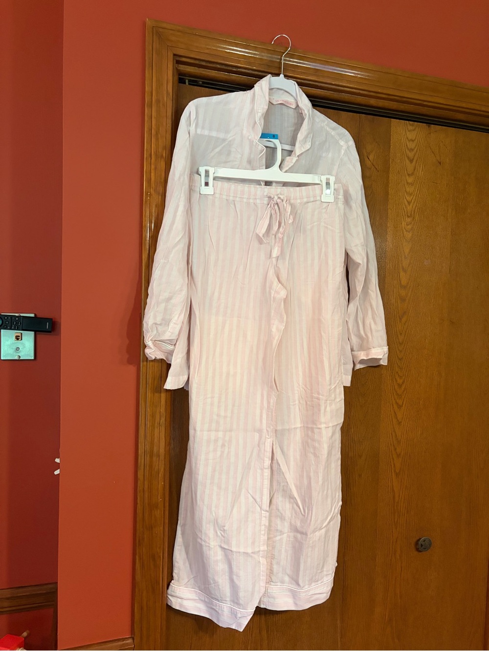 Y2k Victoria's Secret Light Pink Striped Pajama Set
